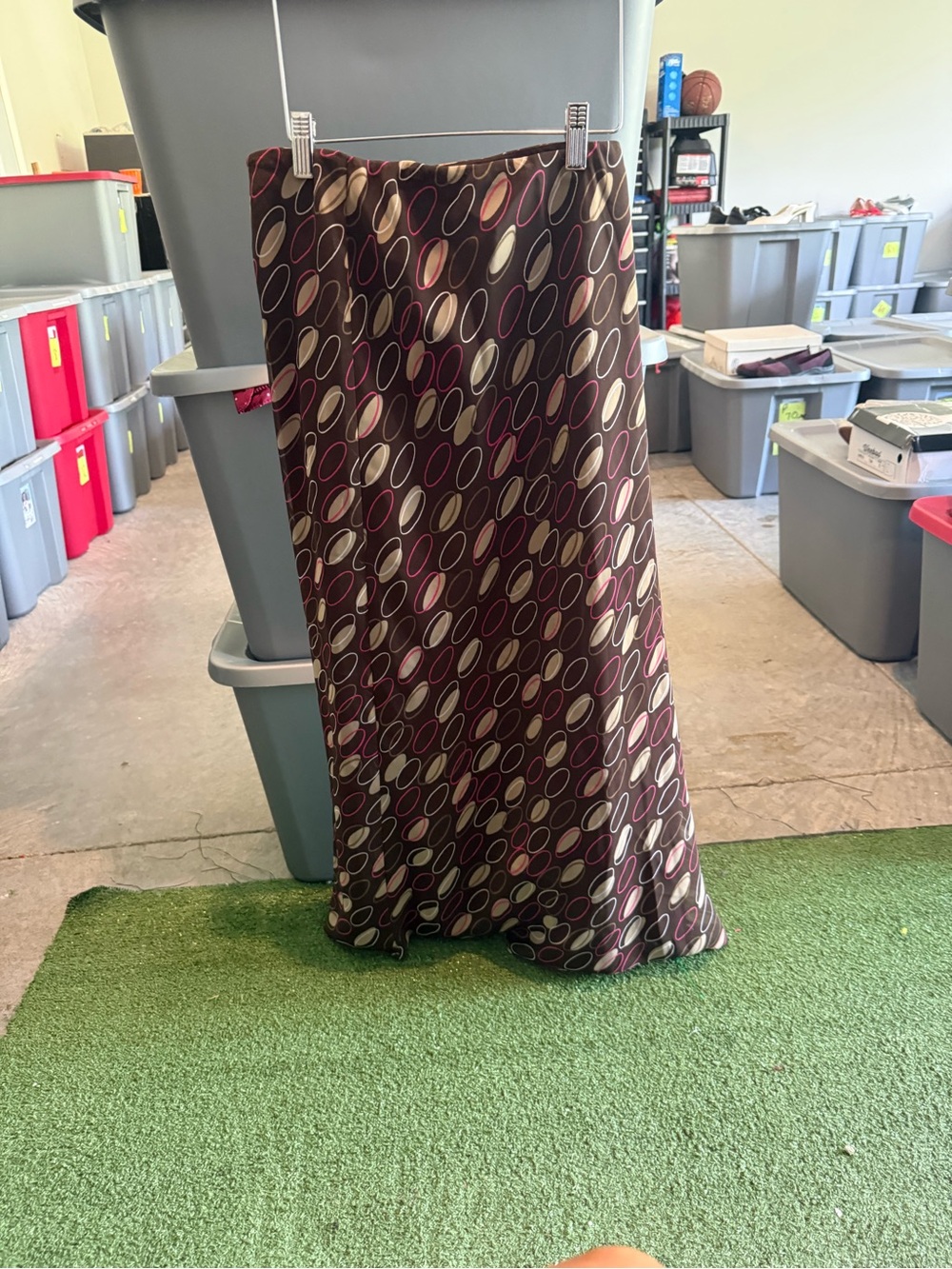 Womens Brown Printed Maxi Skirt with Oval Pattern p27